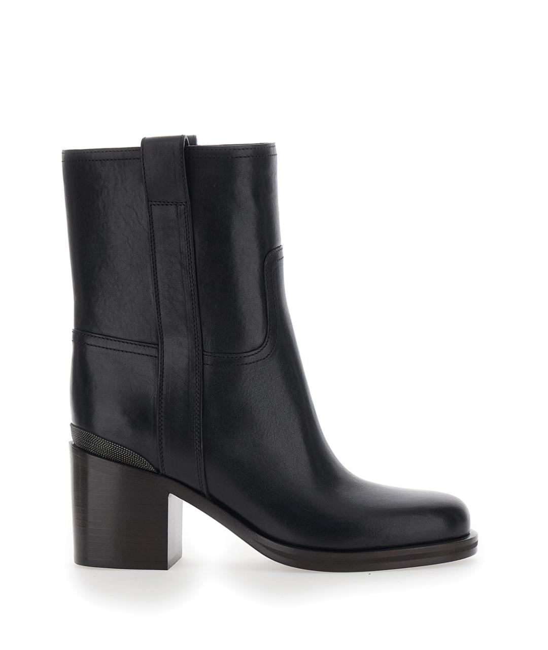 BRUNELLO CUCINELLI Черные кожаные ботильоны, фото 1