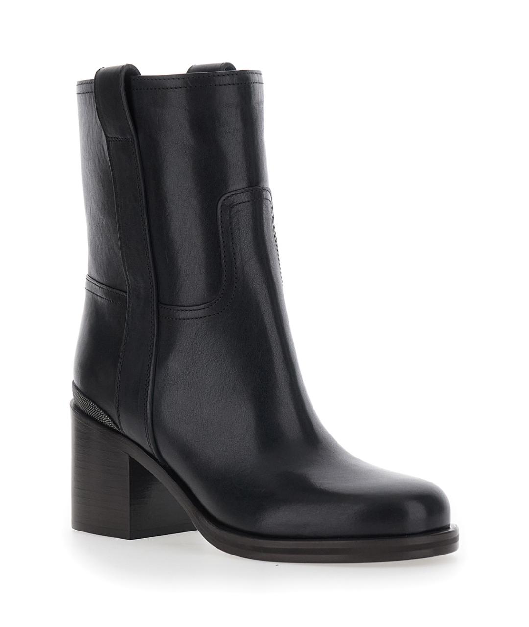 BRUNELLO CUCINELLI Черные кожаные ботильоны, фото 2