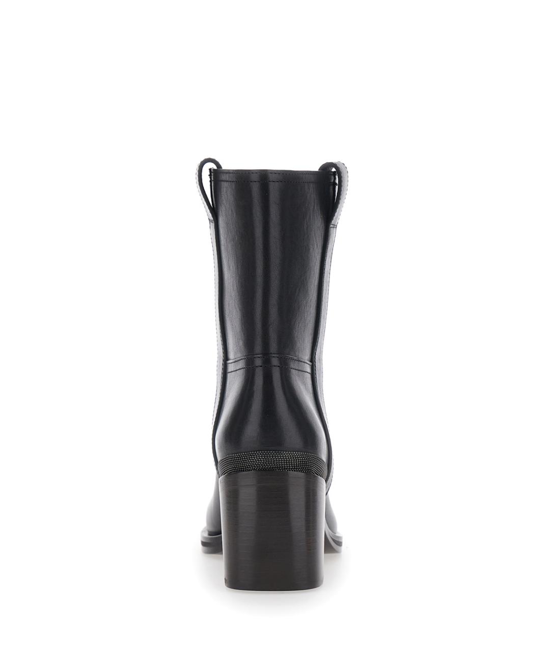 BRUNELLO CUCINELLI Черные кожаные ботильоны, фото 4