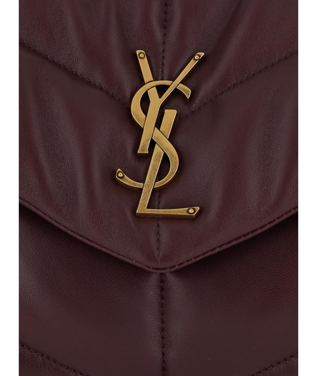 SAINT LAURENT Бордовая кожаная сумка через плечо, фото 3