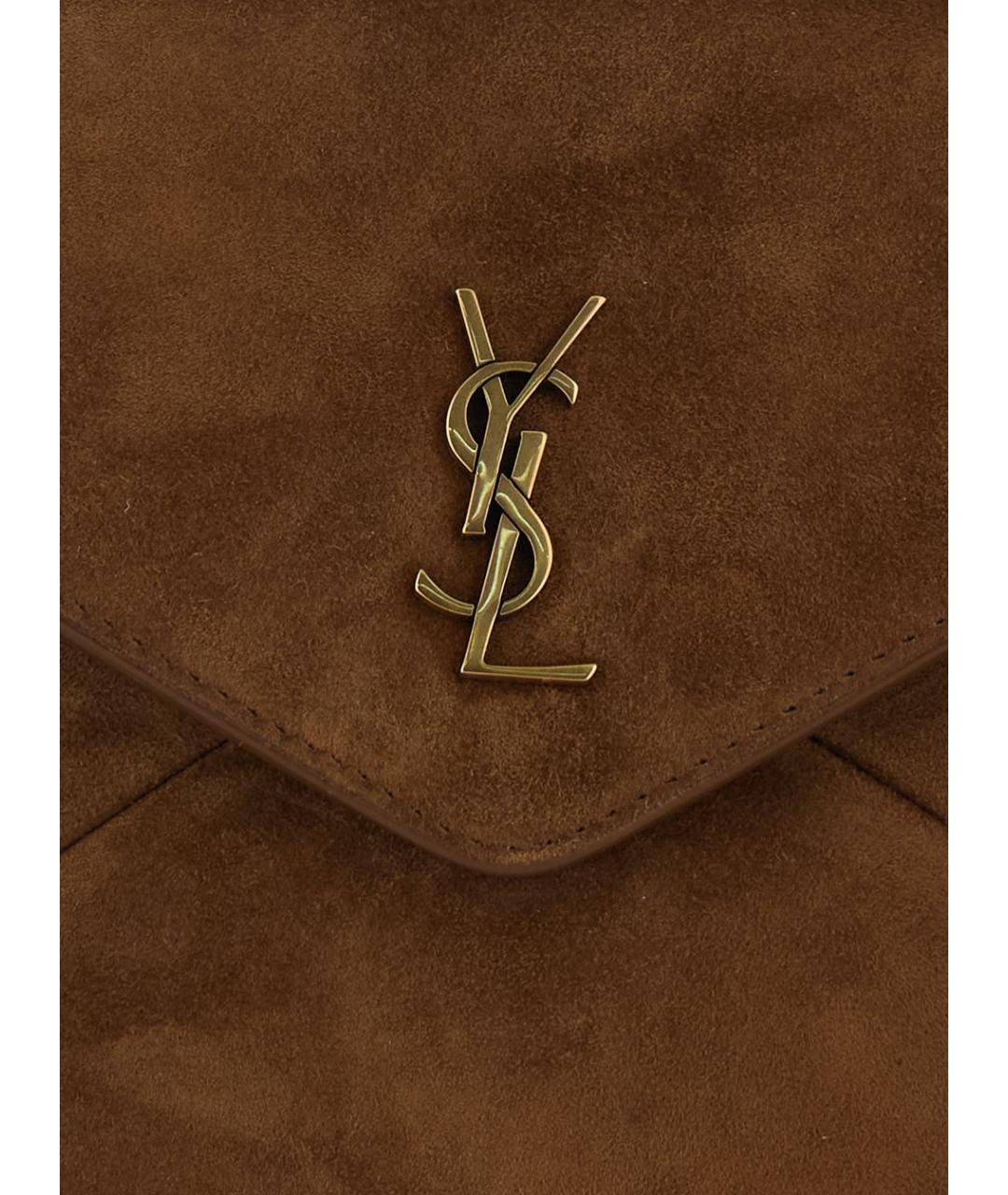 SAINT LAURENT Коричневая замшевая сумка через плечо, фото 3
