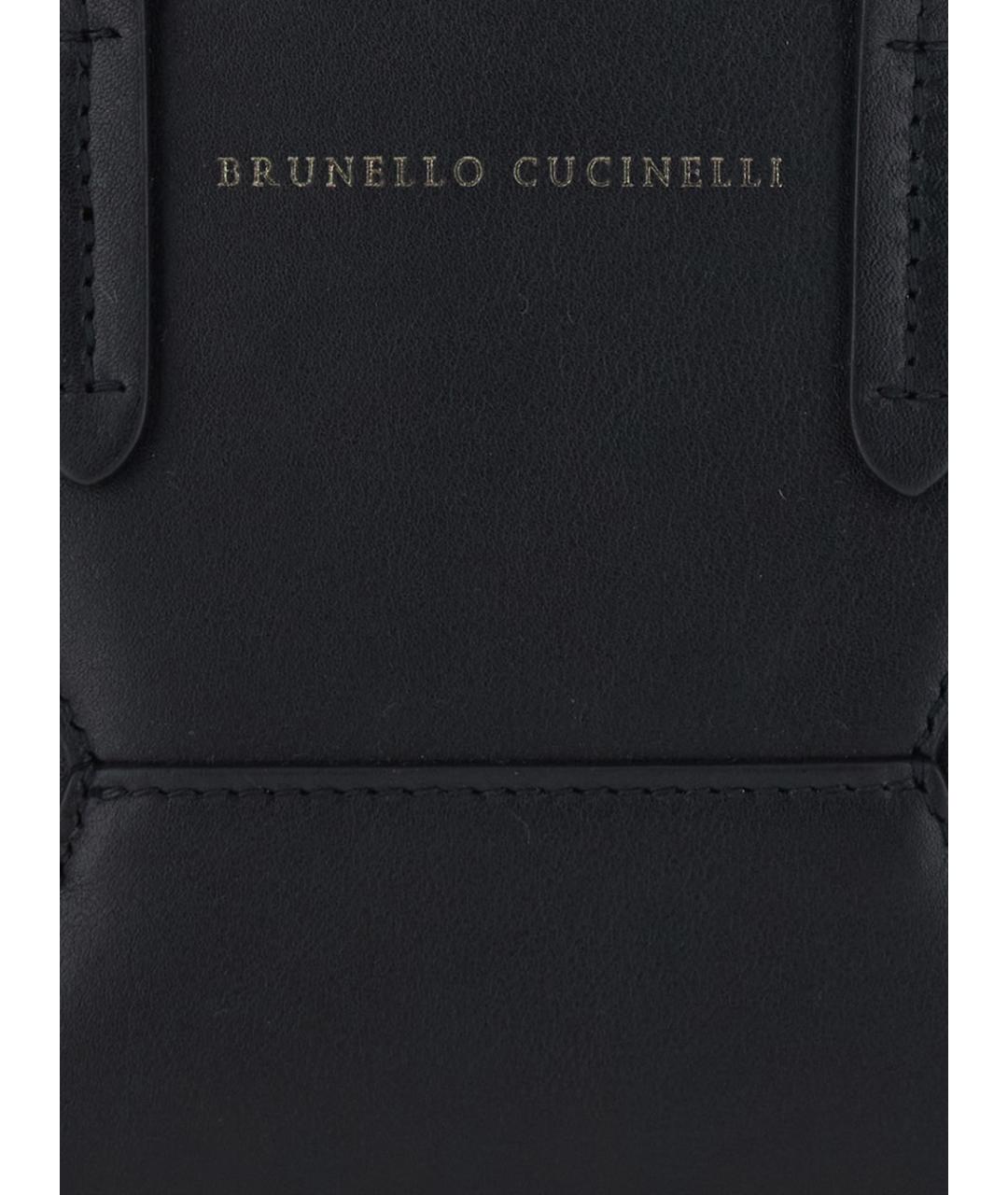 BRUNELLO CUCINELLI Черная кожаная сумка тоут, фото 3