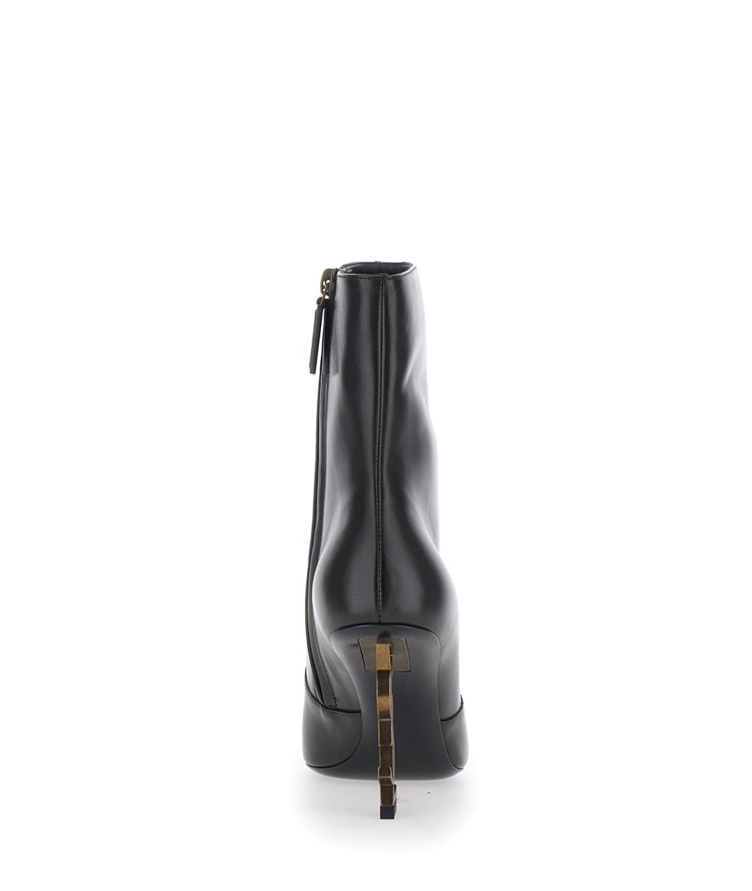 SAINT LAURENT Коричневые кожаные ботильоны, фото 4
