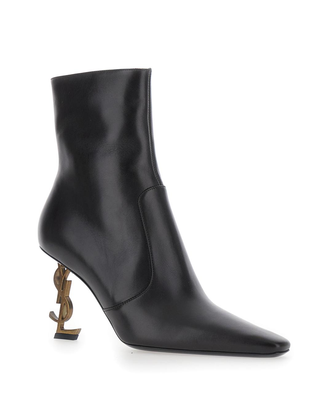 SAINT LAURENT Коричневые кожаные ботильоны, фото 2