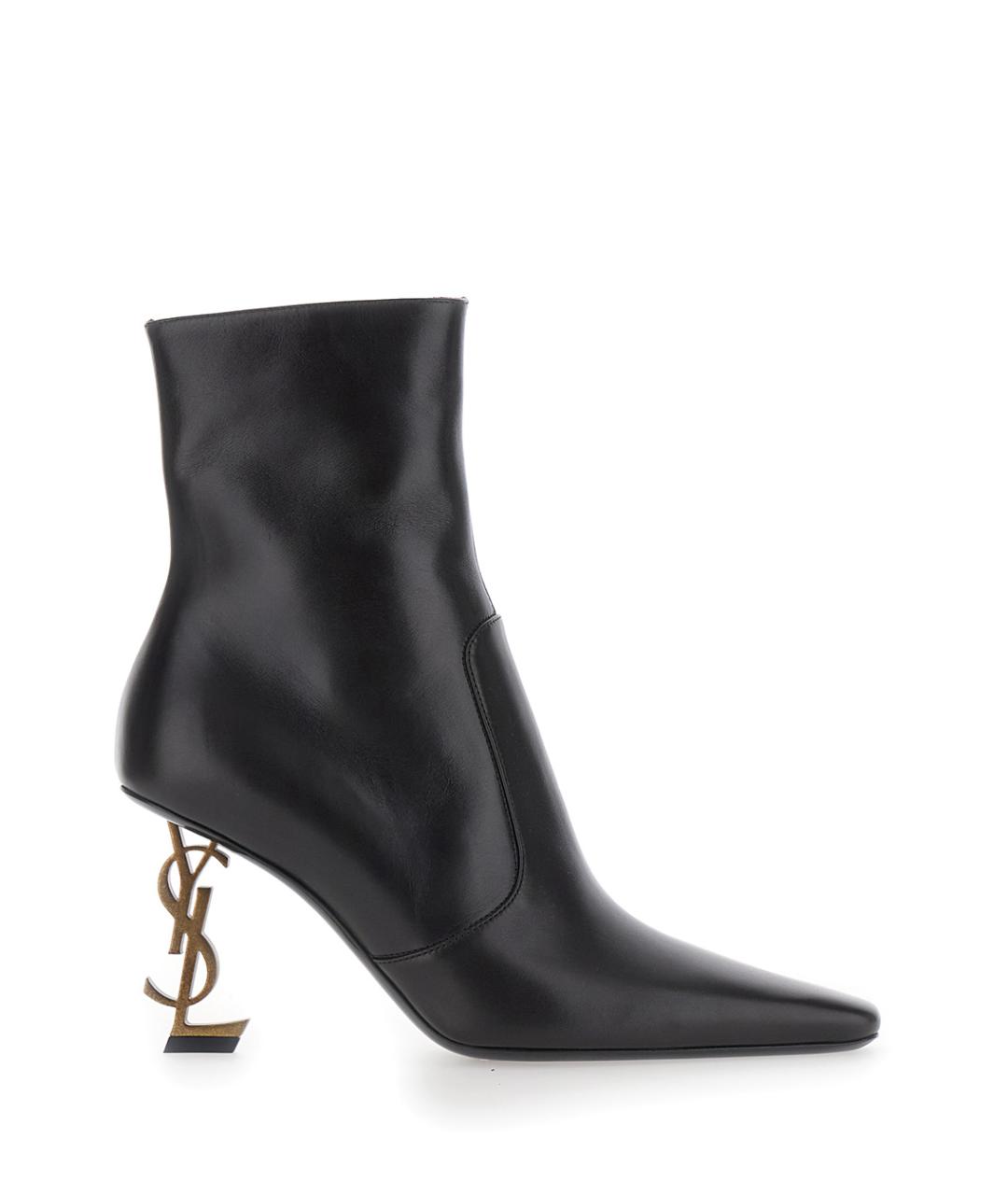 SAINT LAURENT Коричневые кожаные ботильоны, фото 1