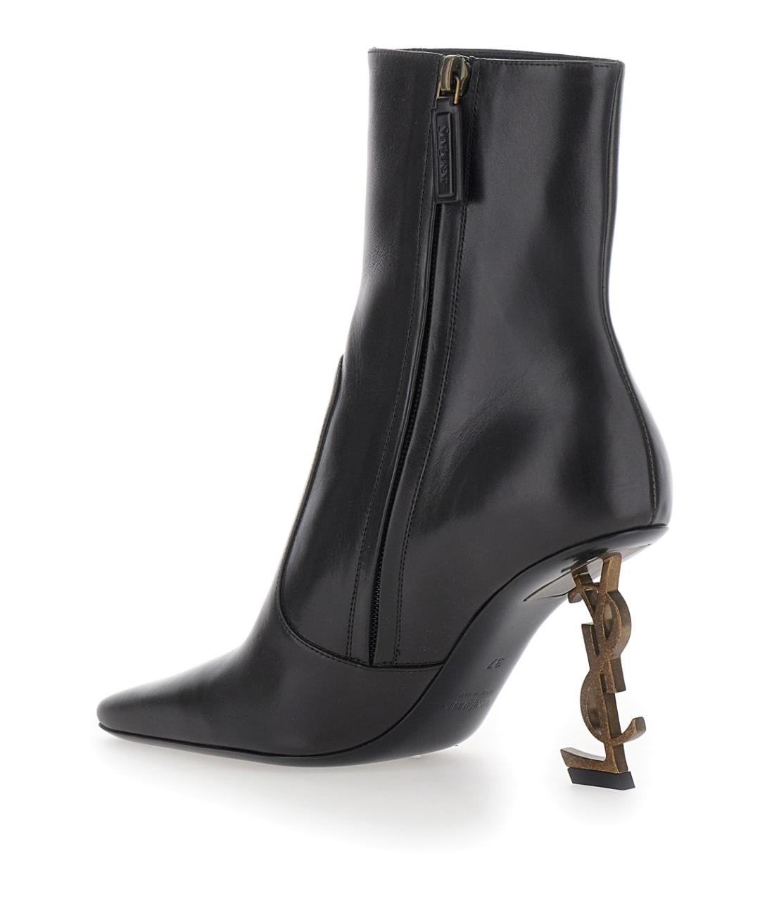 SAINT LAURENT Коричневые кожаные ботильоны, фото 3