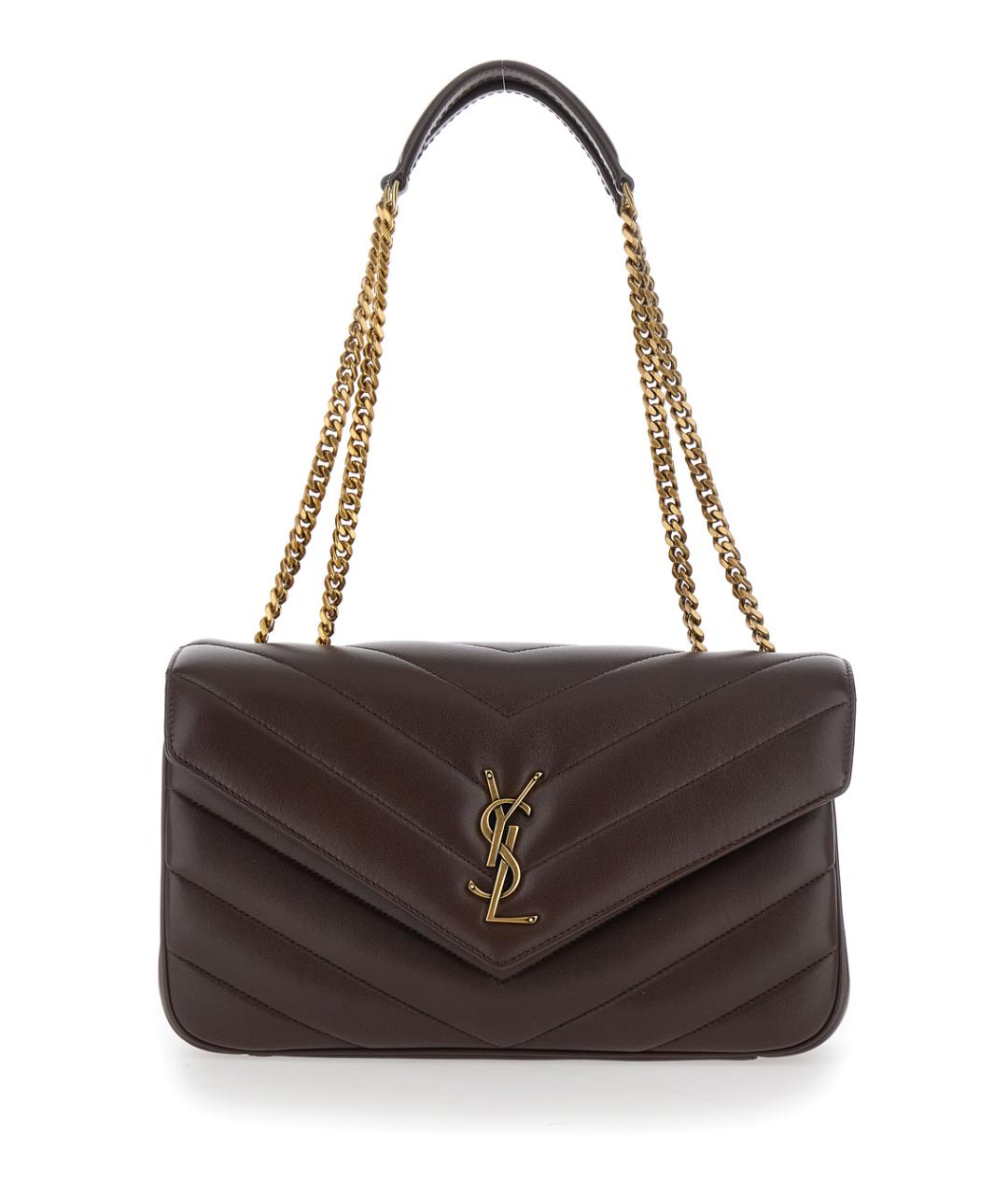 SAINT LAURENT Коричневая кожаная сумка через плечо, фото 1