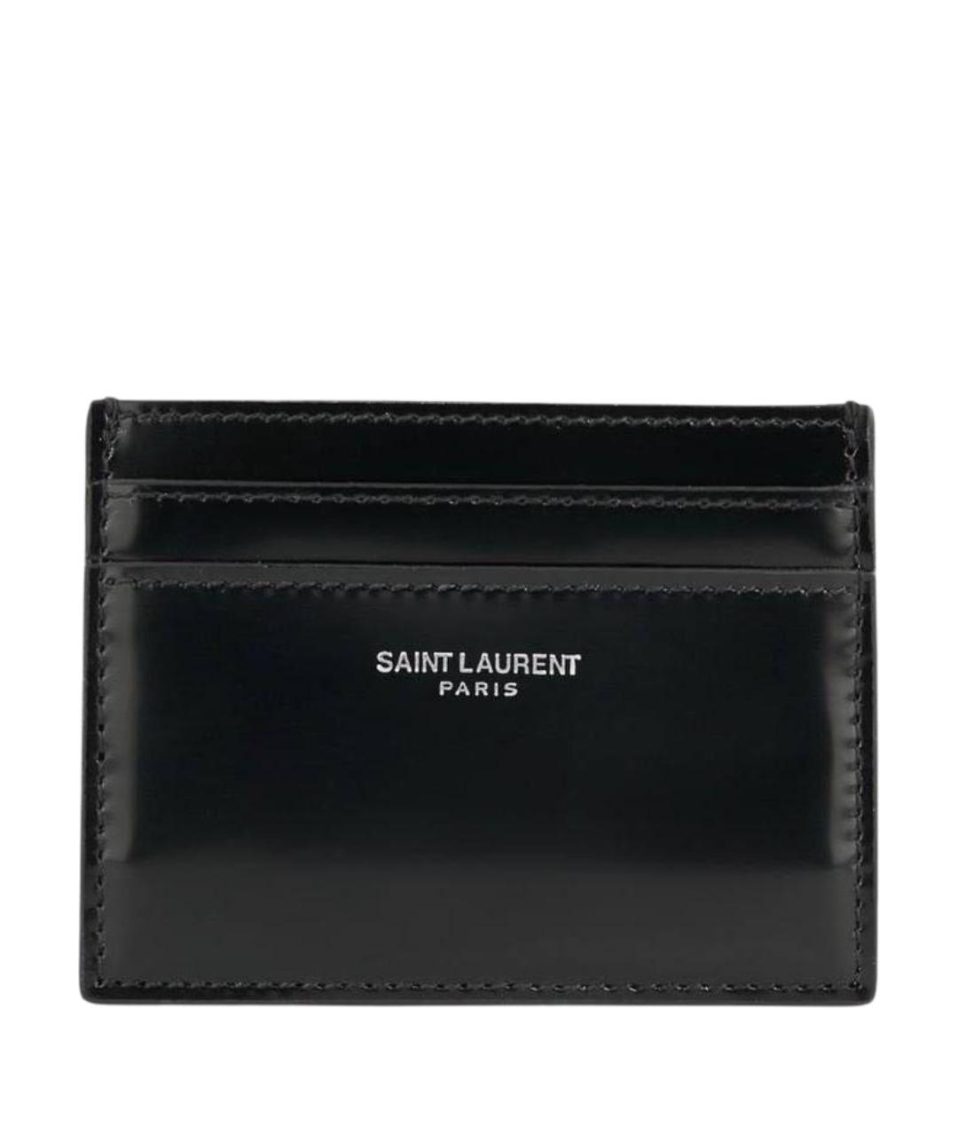 SAINT LAURENT Черный кардхолдер из лакированной кожи, фото 1