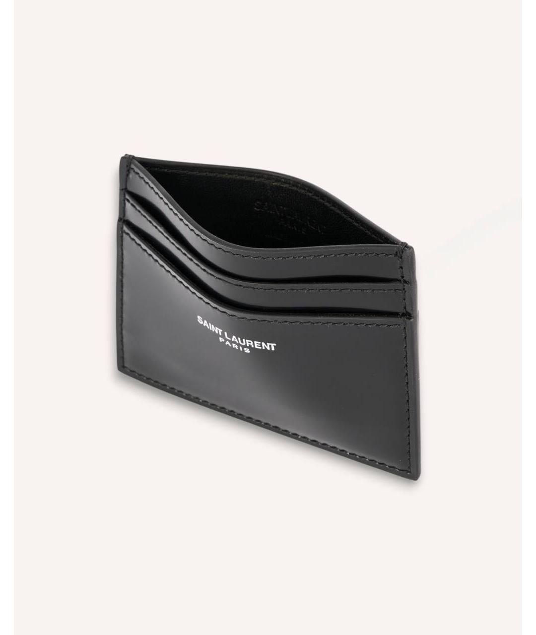 SAINT LAURENT Черный кардхолдер из лакированной кожи, фото 3