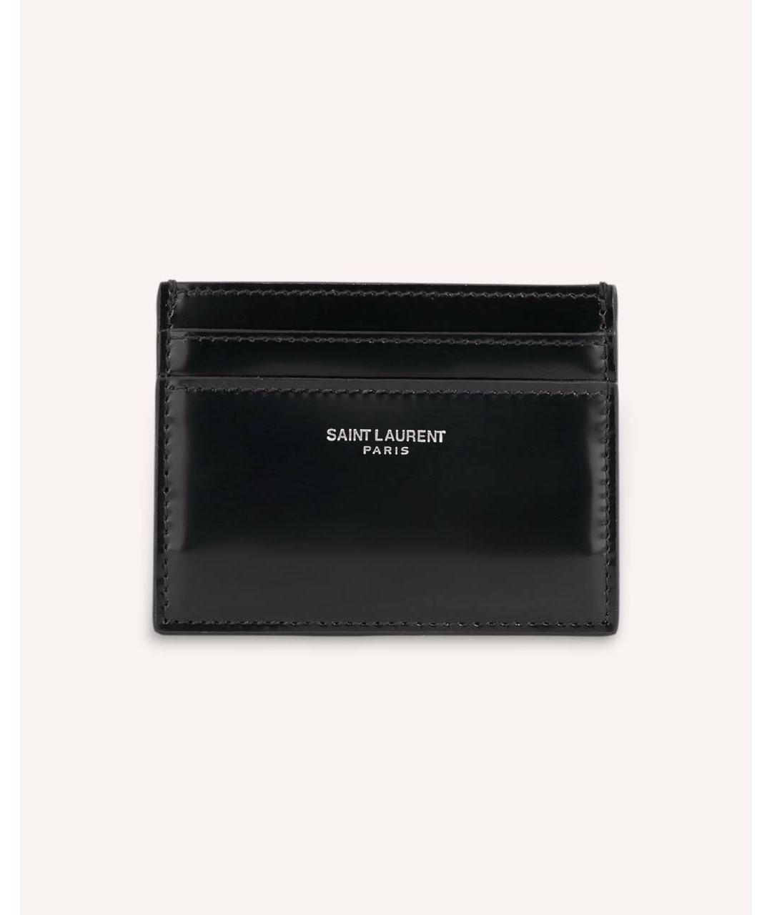 SAINT LAURENT Черный кардхолдер из лакированной кожи, фото 4