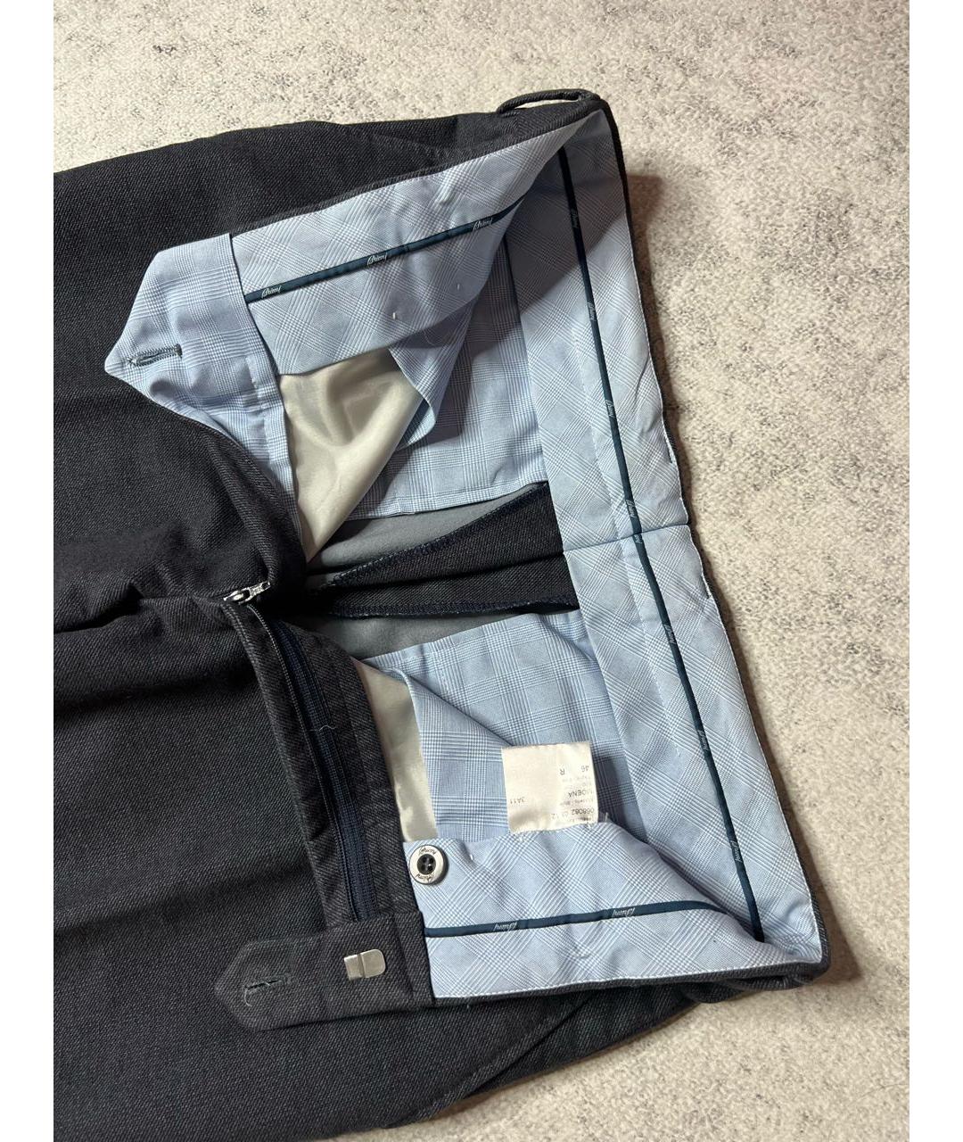 BRIONI Серые хлопко-эластановые классические брюки, фото 7