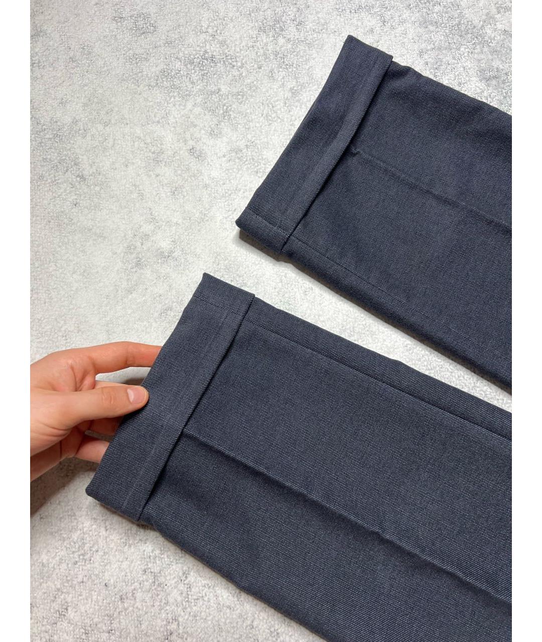 BRIONI Серые хлопко-эластановые классические брюки, фото 4