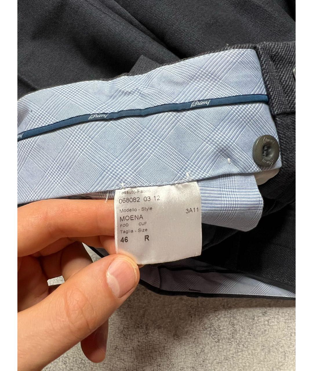 BRIONI Серые хлопко-эластановые классические брюки, фото 8