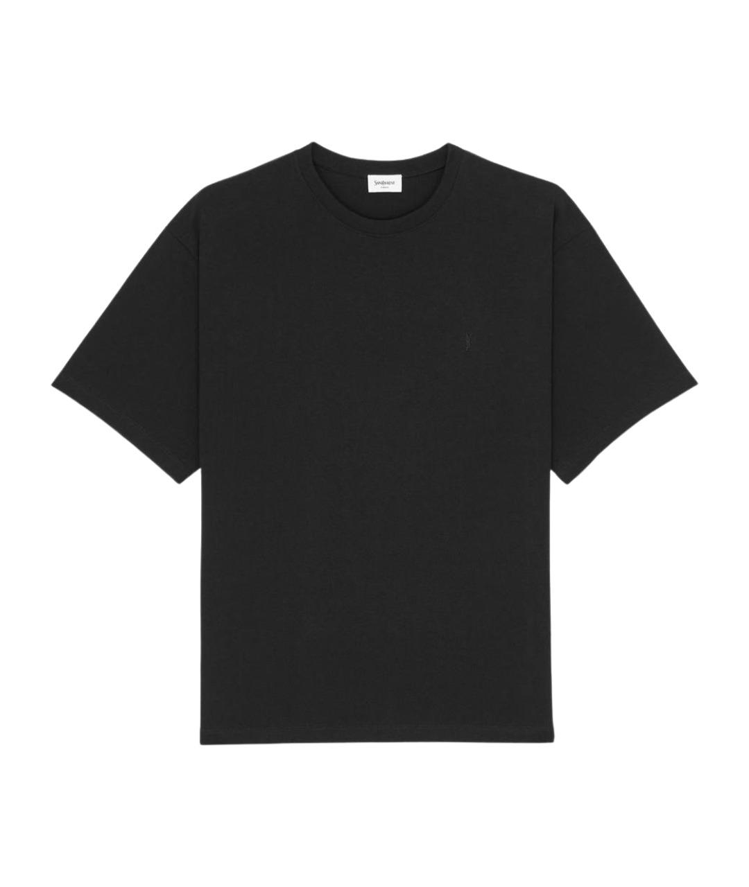 SAINT LAURENT Черная хлопковая футболка, фото 1