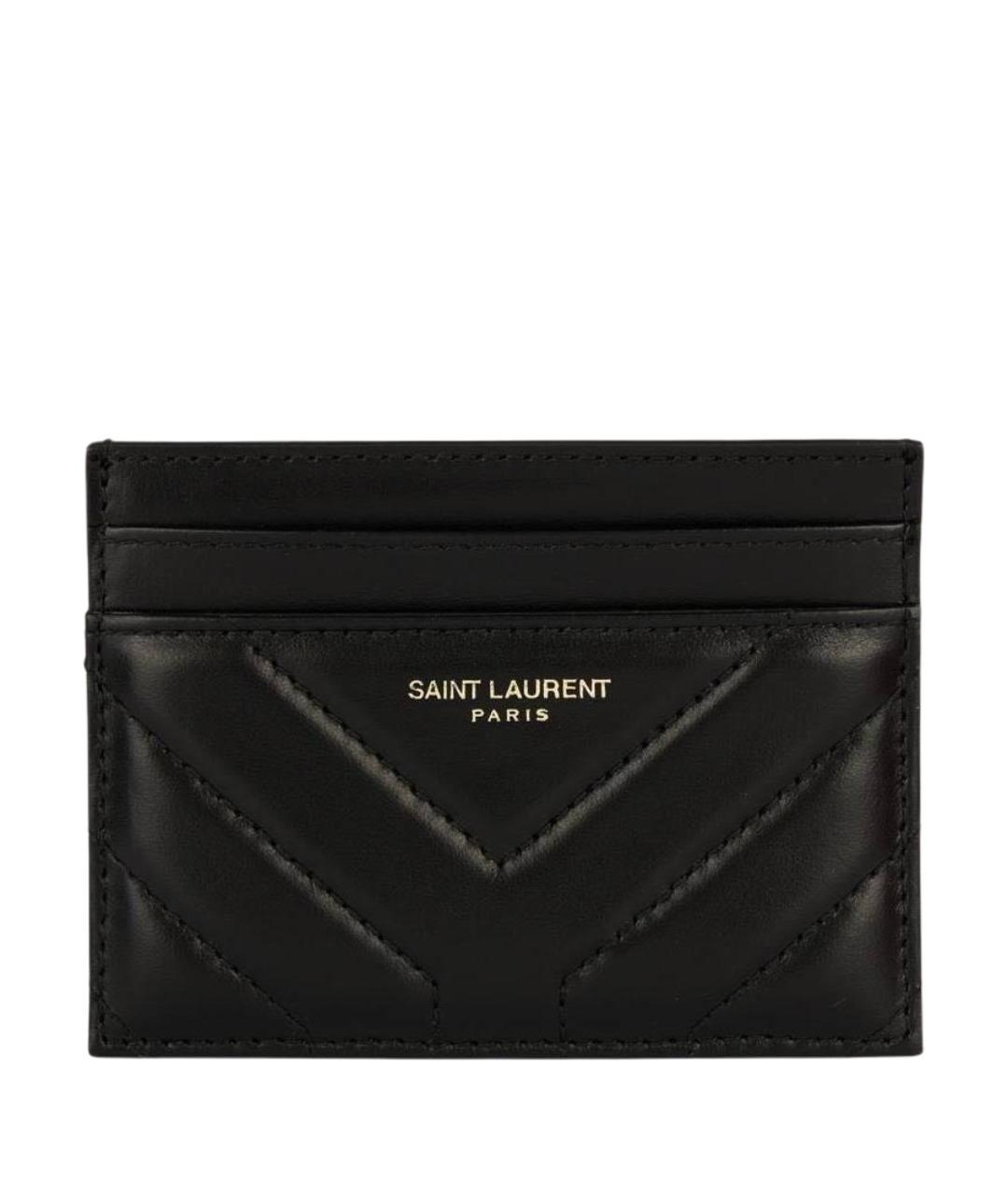 SAINT LAURENT Черный кожаный кардхолдер, фото 1
