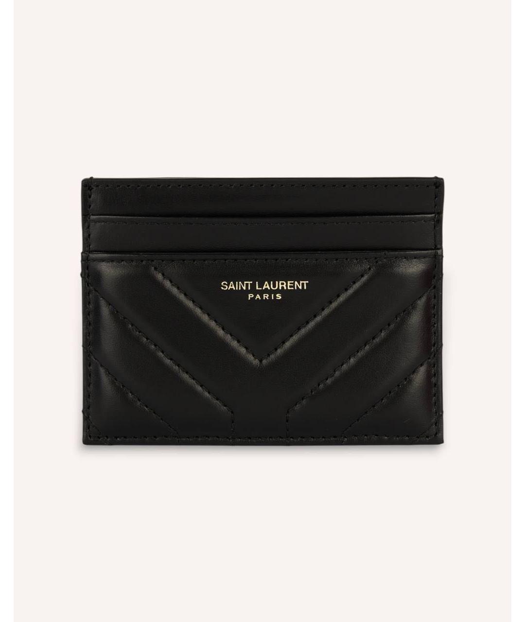 SAINT LAURENT Черный кожаный кардхолдер, фото 4