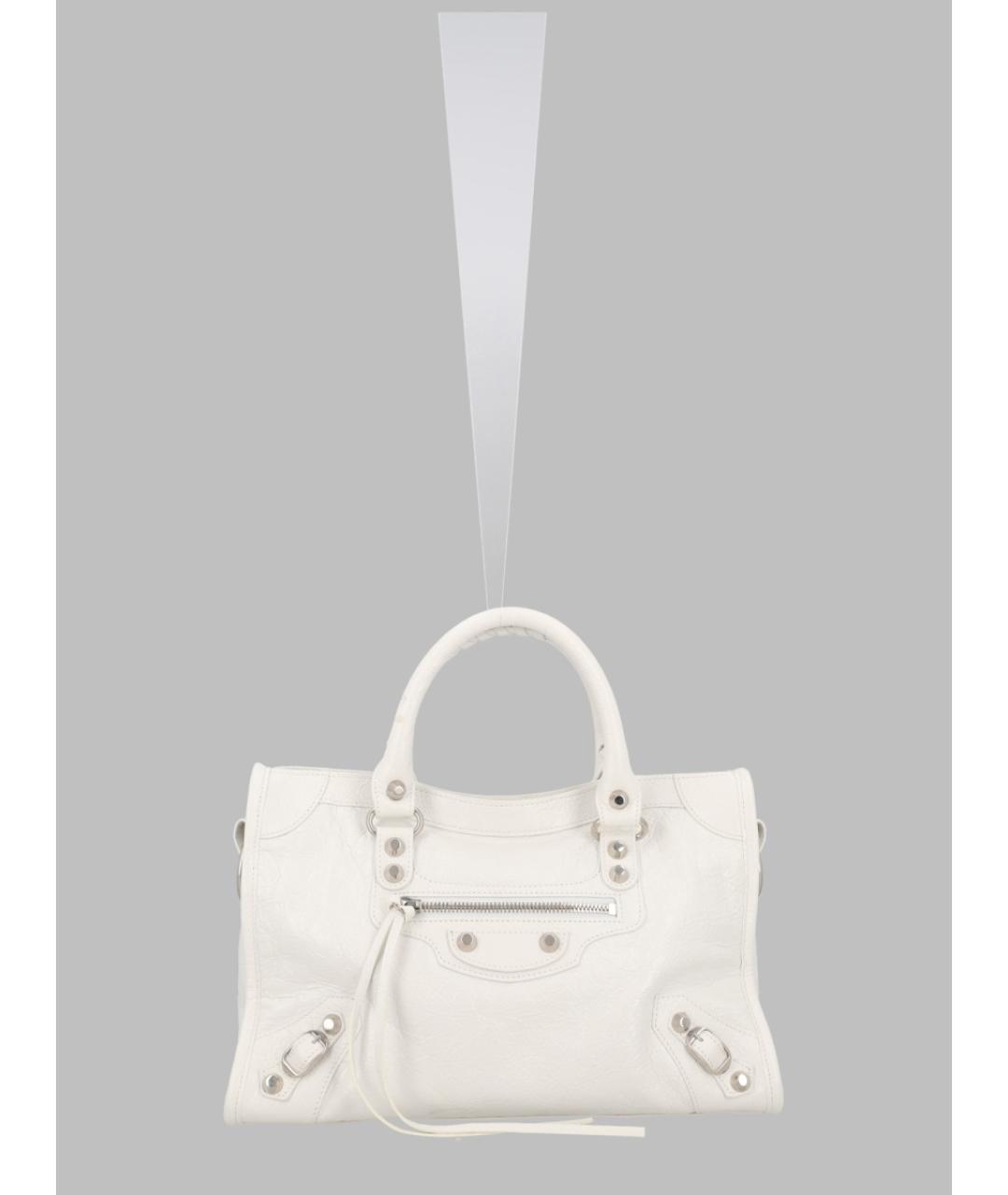 BALENCIAGA Белая кожаная сумка тоут, фото 3