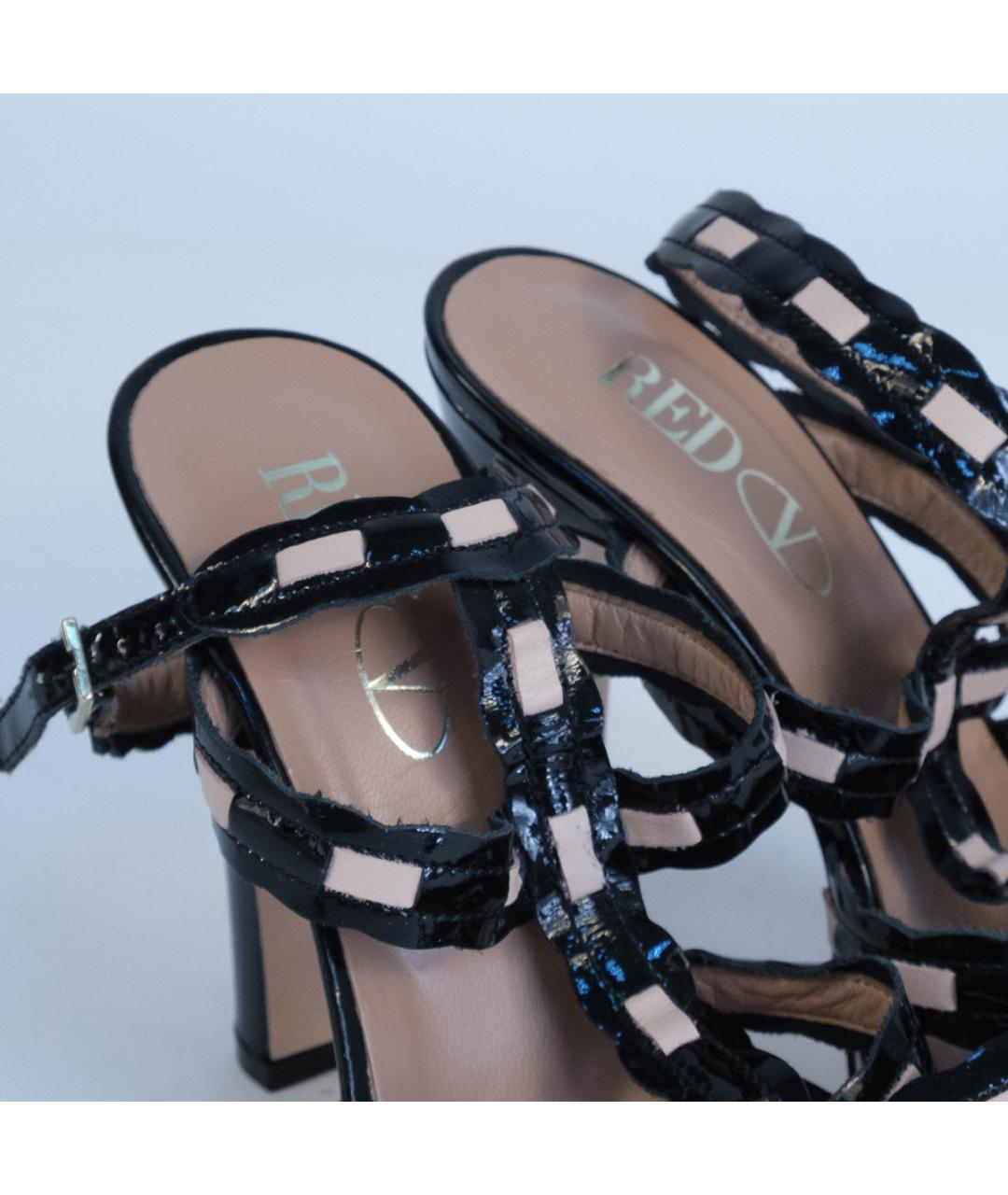 RED VALENTINO Черные кожаные босоножки, фото 5