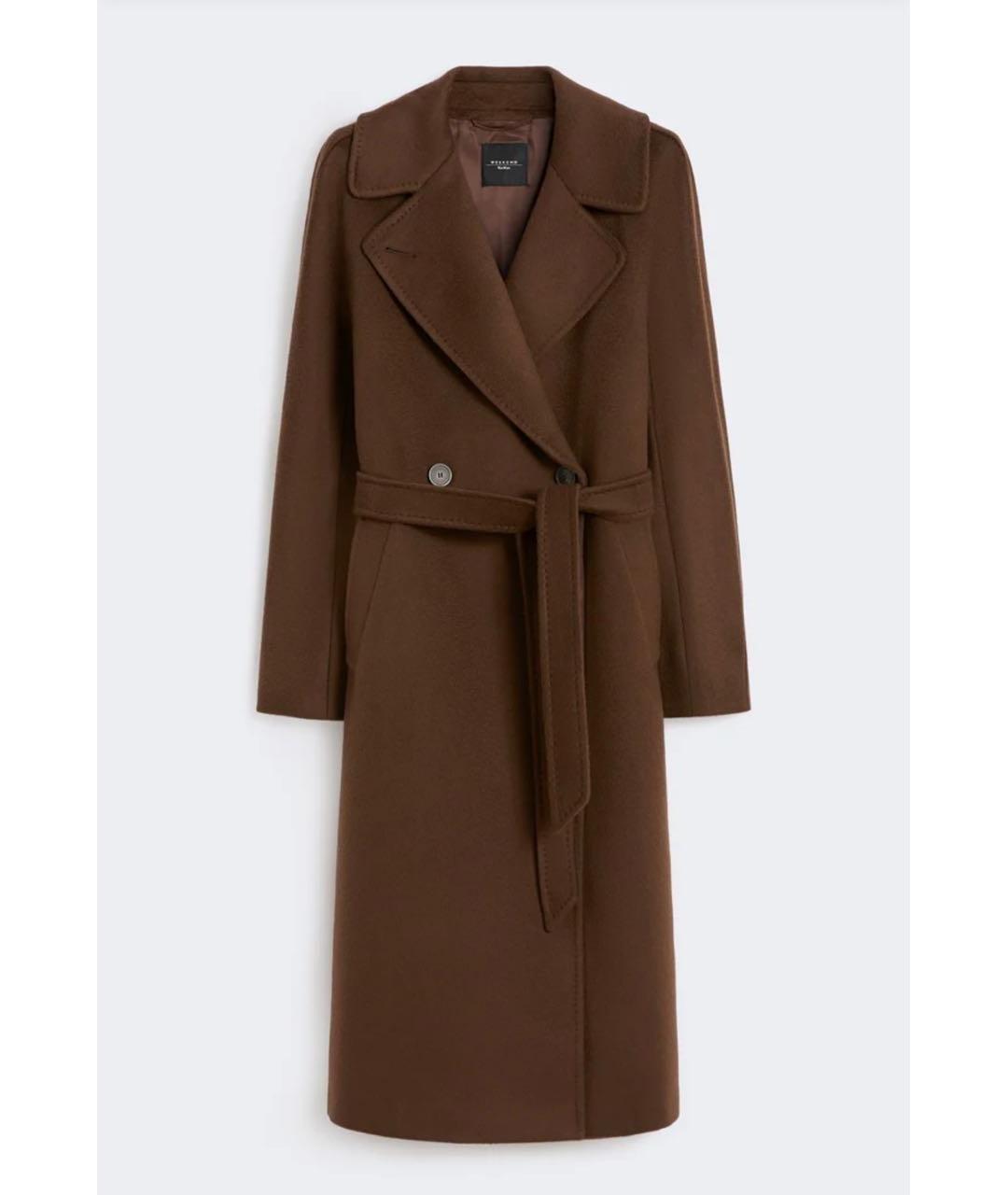 WEEKEND MAX MARA Коричневое шерстяное пальто, фото 1