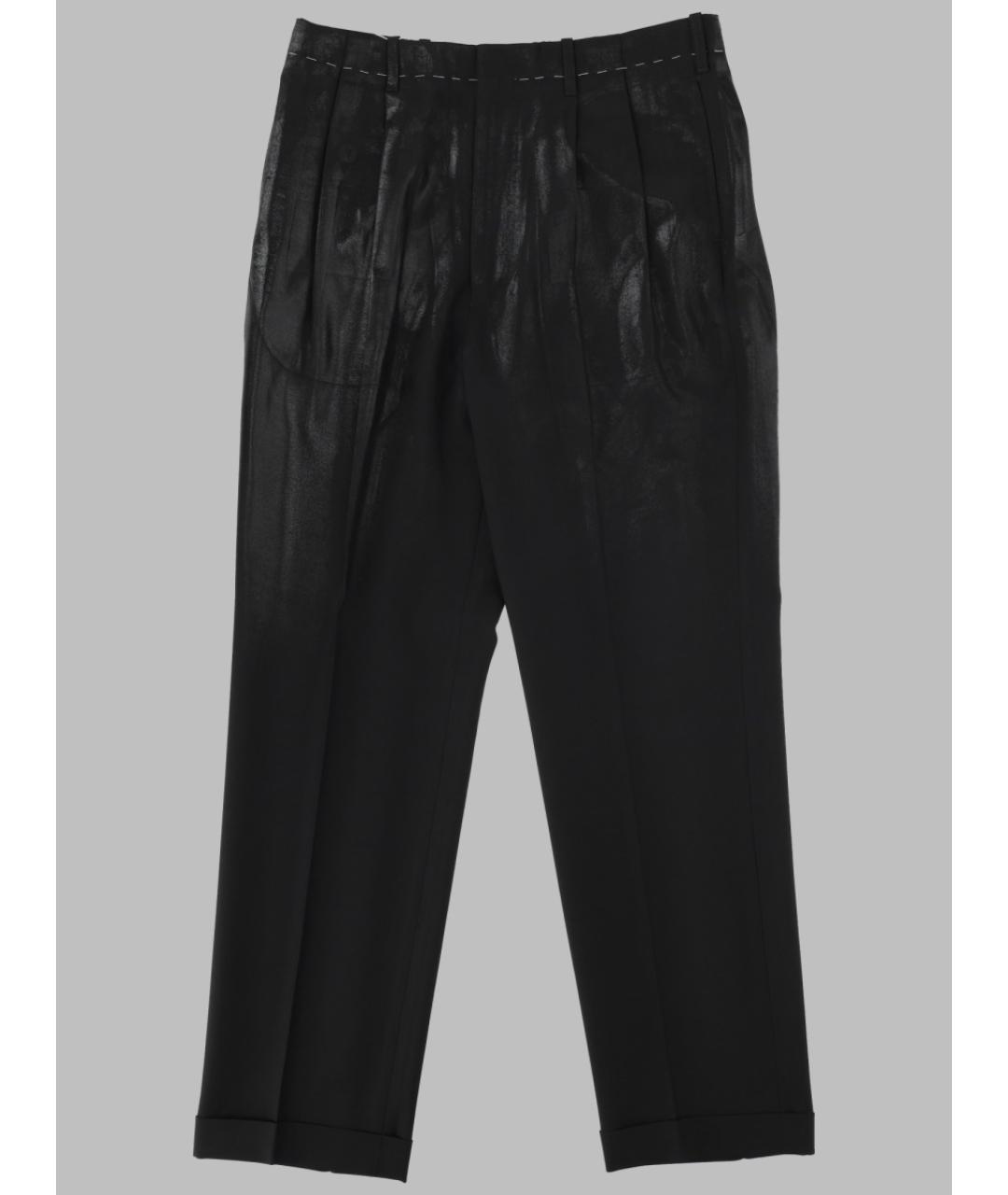 MAISON MARGIELA Черные шерстяные повседневные брюки, фото 3