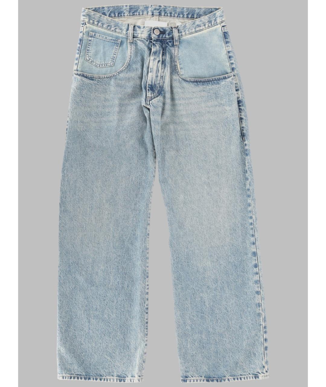 MAISON MARGIELA Голубые хлопковые прямые джинсы, фото 3