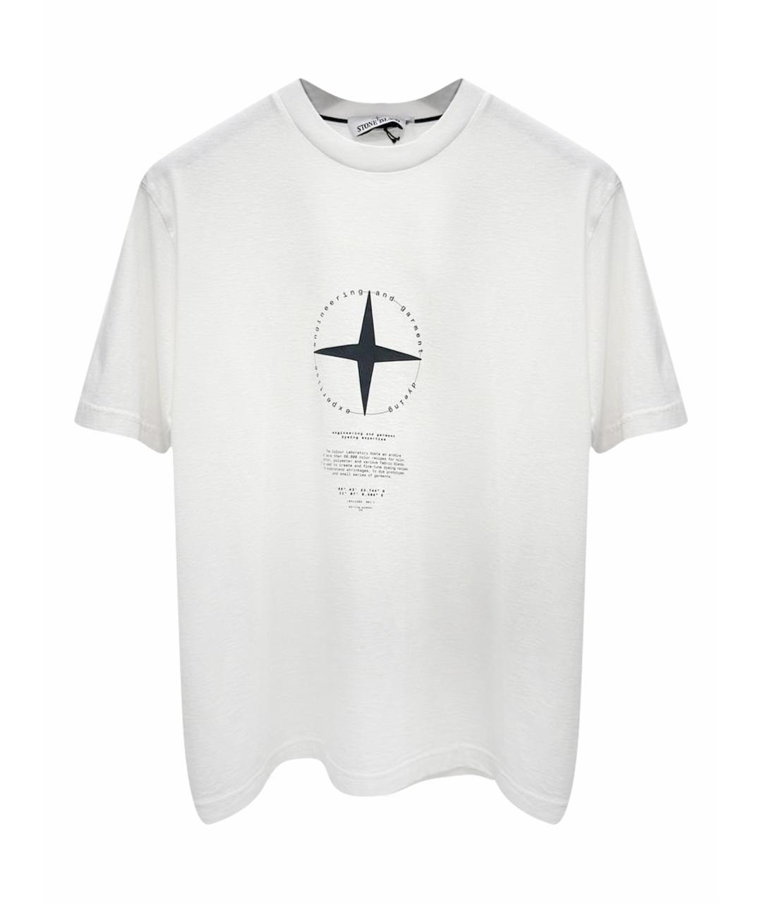 STONE ISLAND Белая хлопковая футболка, фото 1