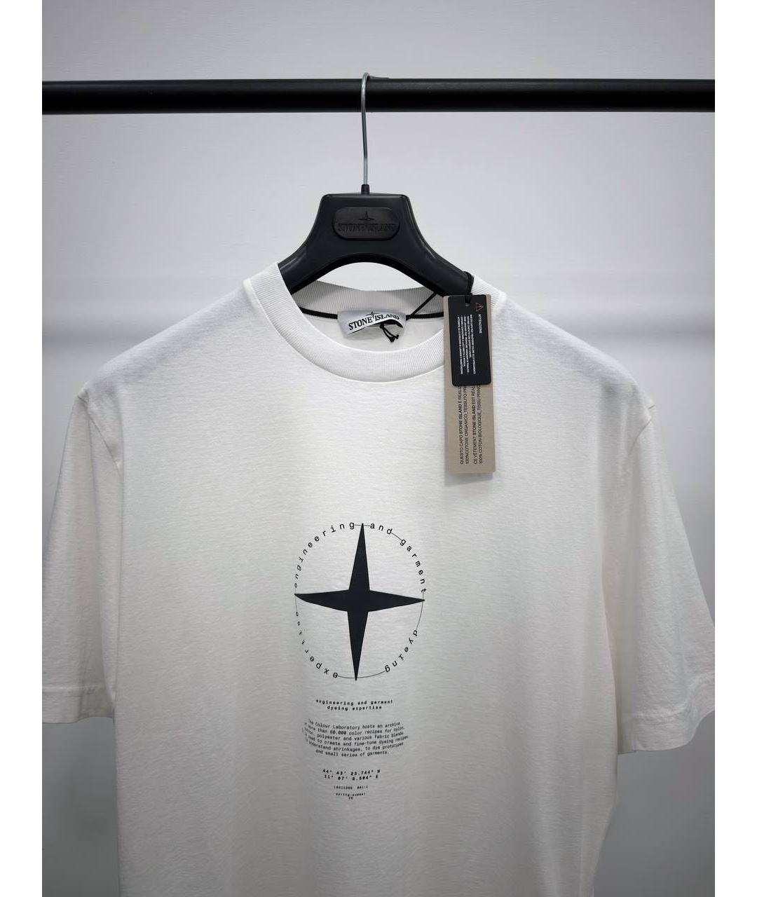 STONE ISLAND Белая хлопковая футболка, фото 3