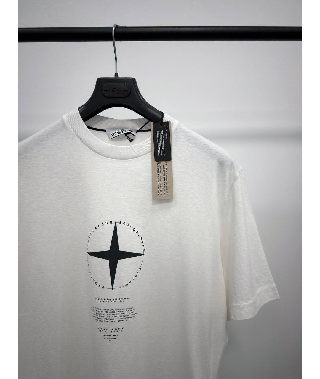 STONE ISLAND Белая хлопковая футболка, фото 2