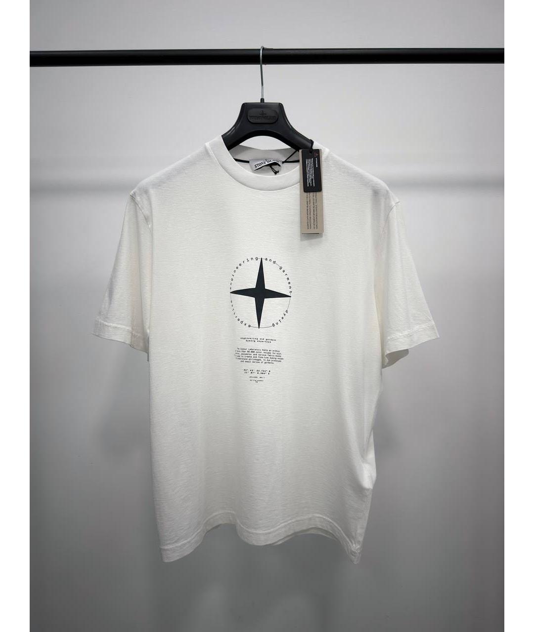 STONE ISLAND Белая хлопковая футболка, фото 5