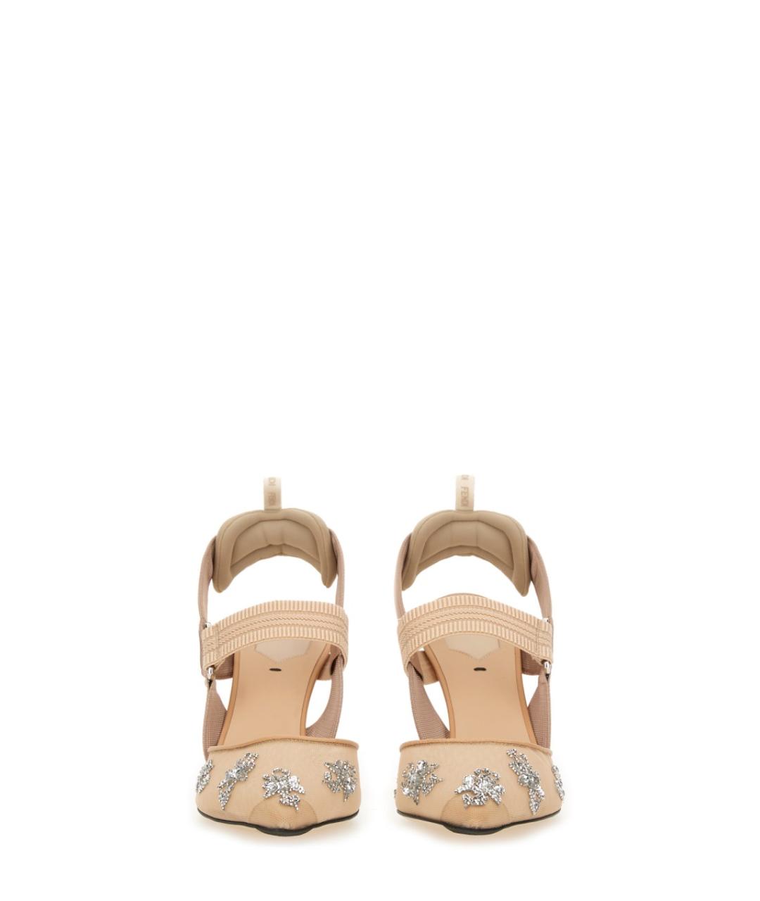 FENDI Бежевые текстильные туфли, фото 4