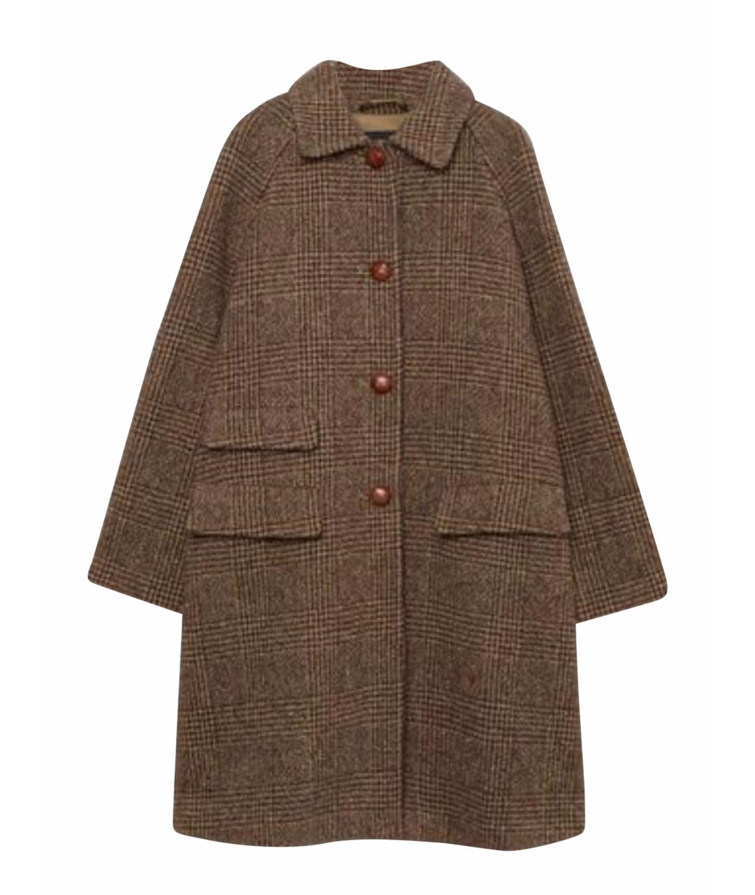 WEEKEND MAX MARA Коричневое шерстяное пальто, фото 1