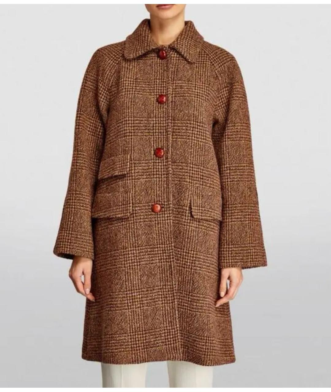 WEEKEND MAX MARA Коричневое шерстяное пальто, фото 8