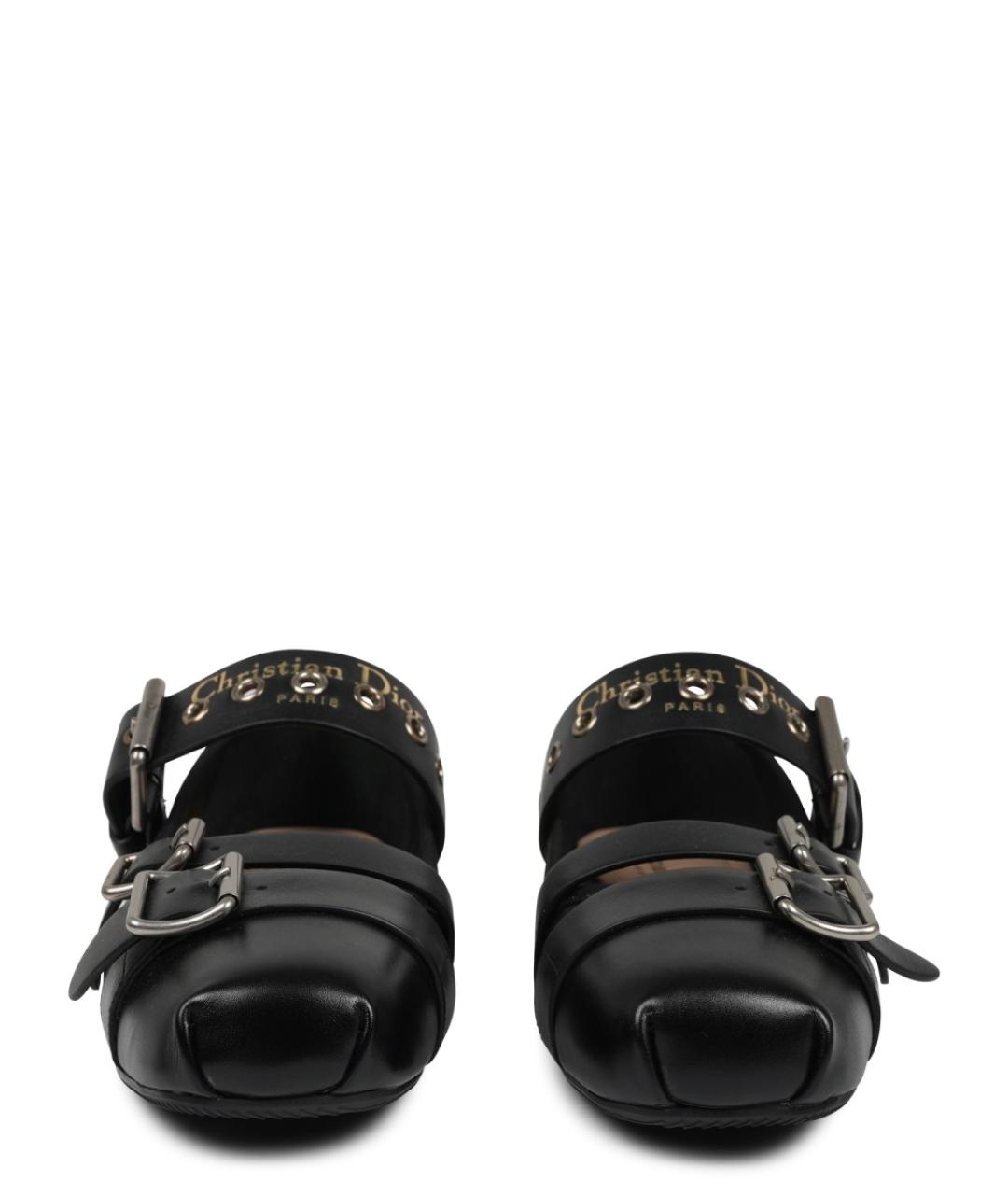 CHRISTIAN DIOR Черные кожаные балетки, фото 3