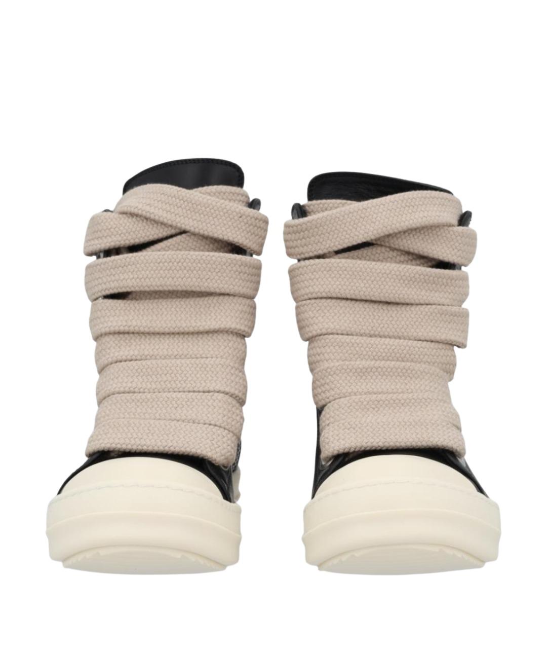 RICK OWENS Черные кожаные кроссовки, фото 1