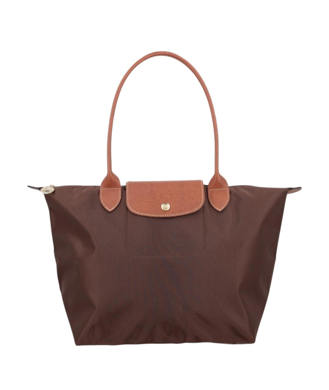 LONGCHAMP Коричневая синтетическая сумка с короткими ручками, фото 1