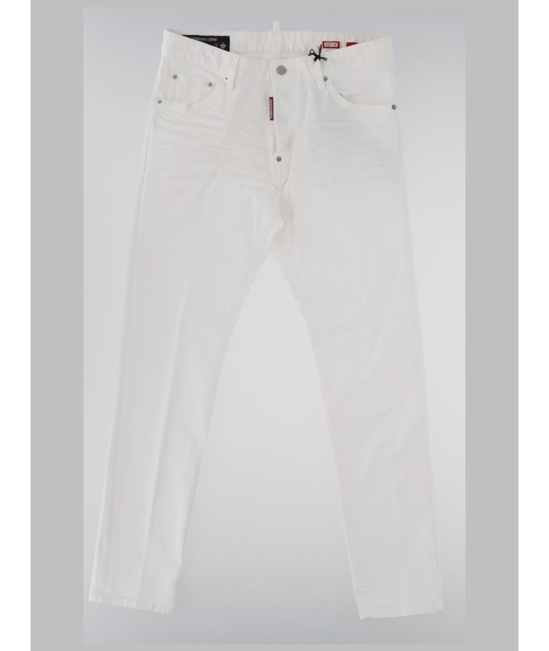 DSQUARED2 Белые хлопковые прямые джинсы, фото 3