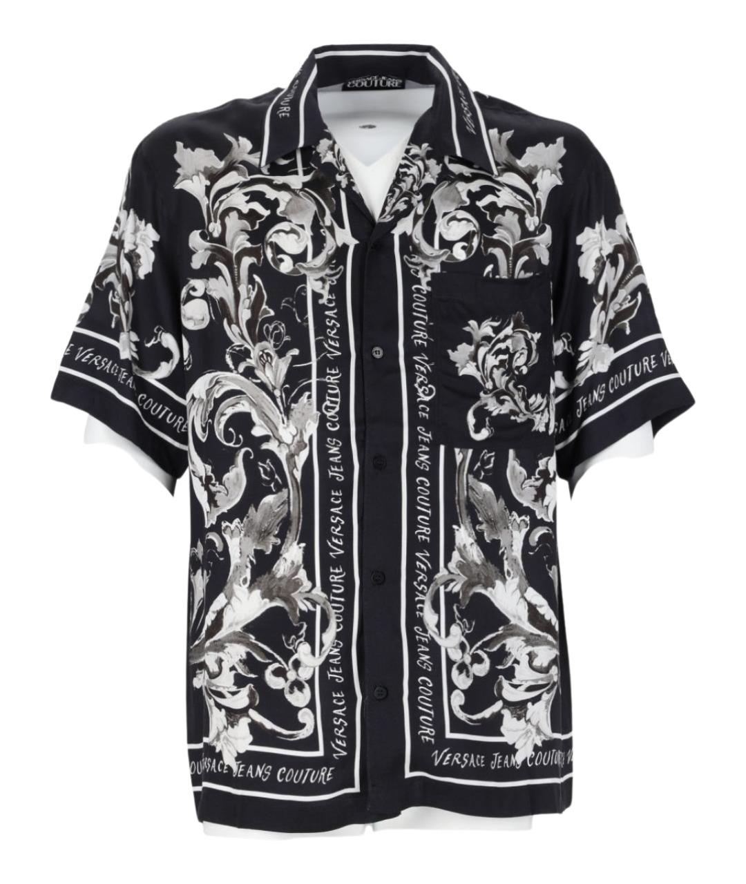 VERSACE JEANS COUTURE Черная хлопко-лиоцелловая кэжуал рубашка, фото 1