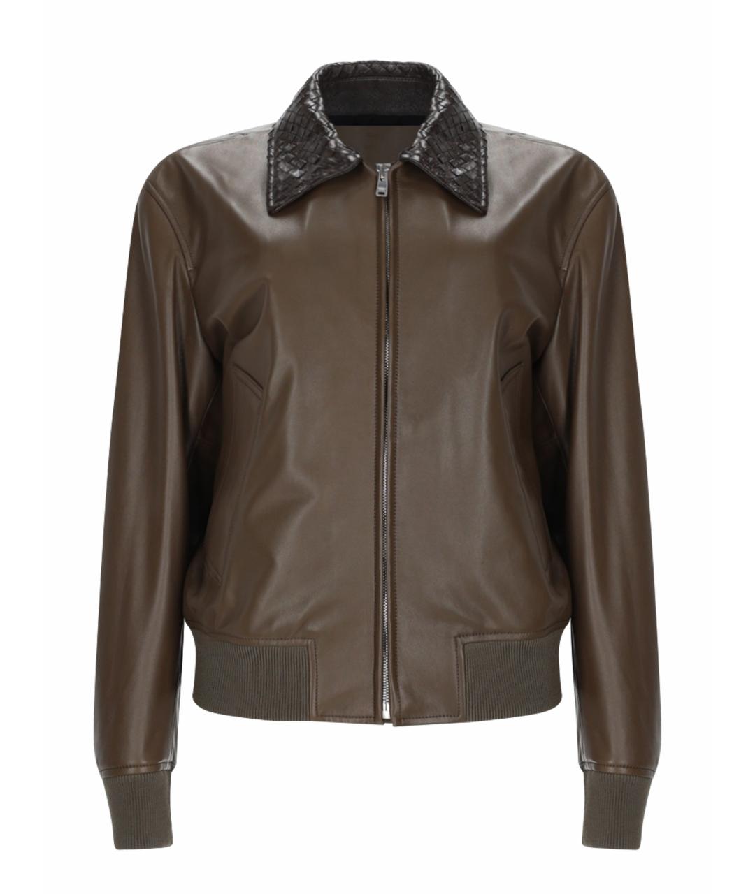 BOTTEGA VENETA Хаки кожаная куртка, фото 1