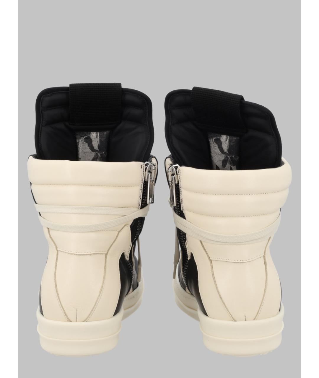 RICK OWENS Черные кожаные высокие кроссовки / кеды, фото 2