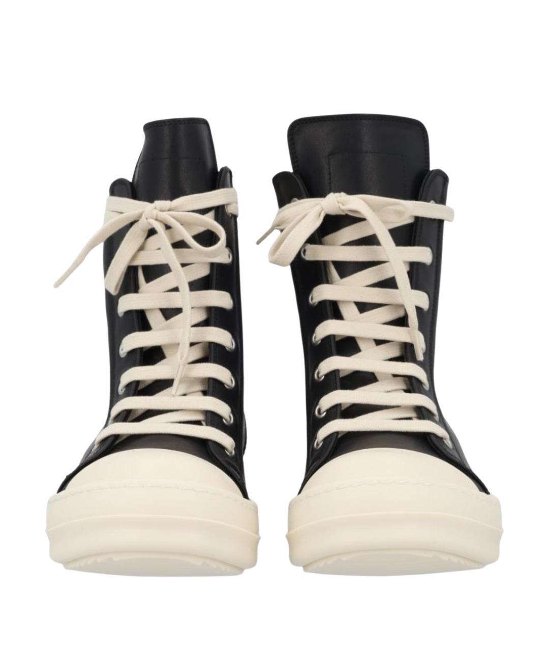 RICK OWENS Черные кожаные кеды, фото 1