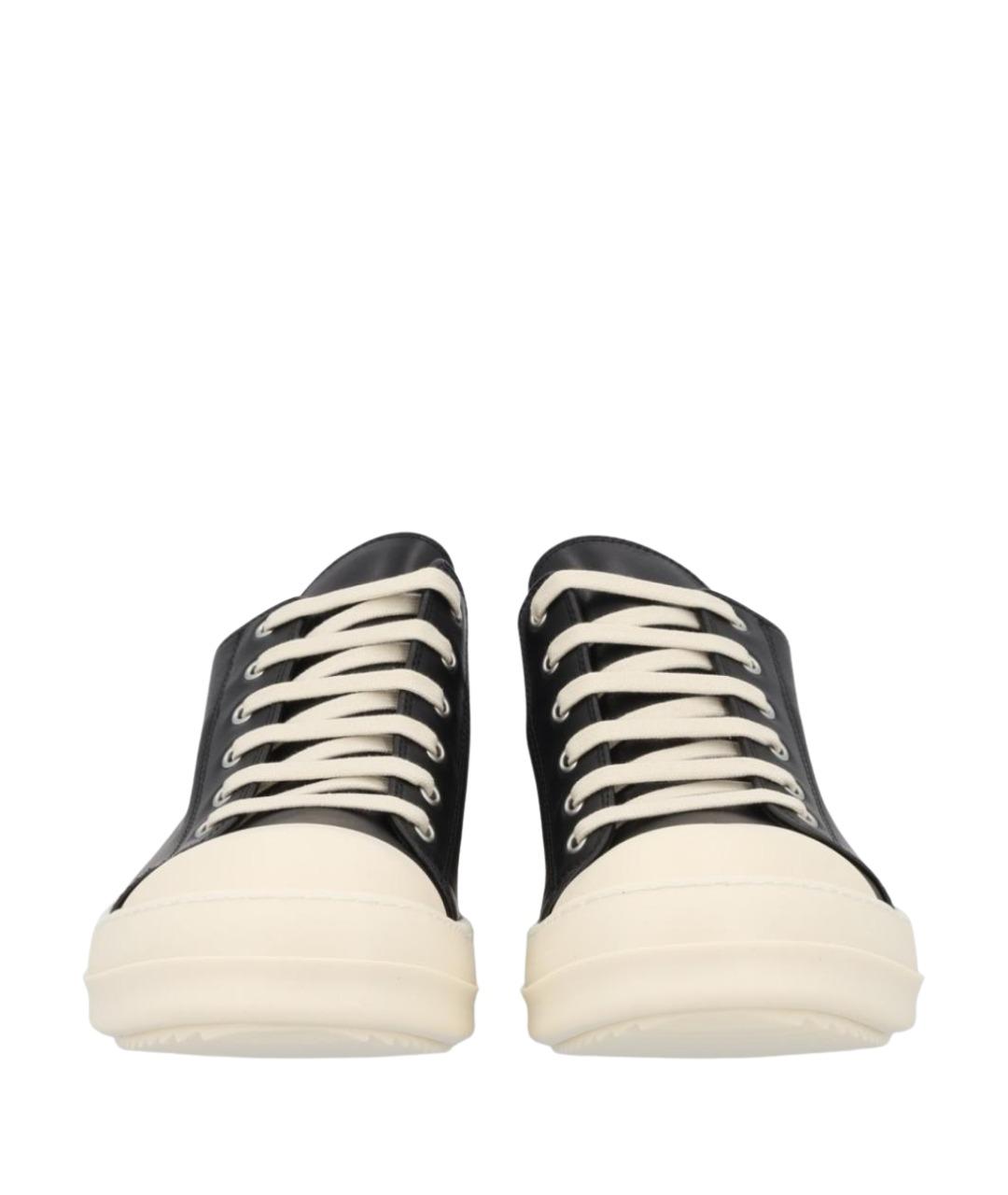 RICK OWENS Черные кожаные низкие кроссовки / кеды, фото 1