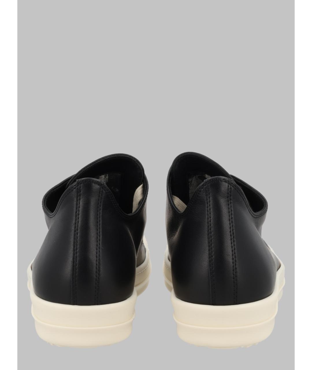 RICK OWENS Черные кожаные низкие кроссовки / кеды, фото 2