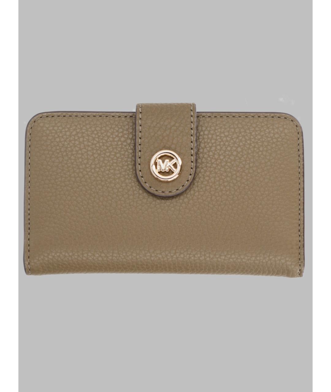 MICHAEL KORS Бежевый кожаный кошелек, фото 3