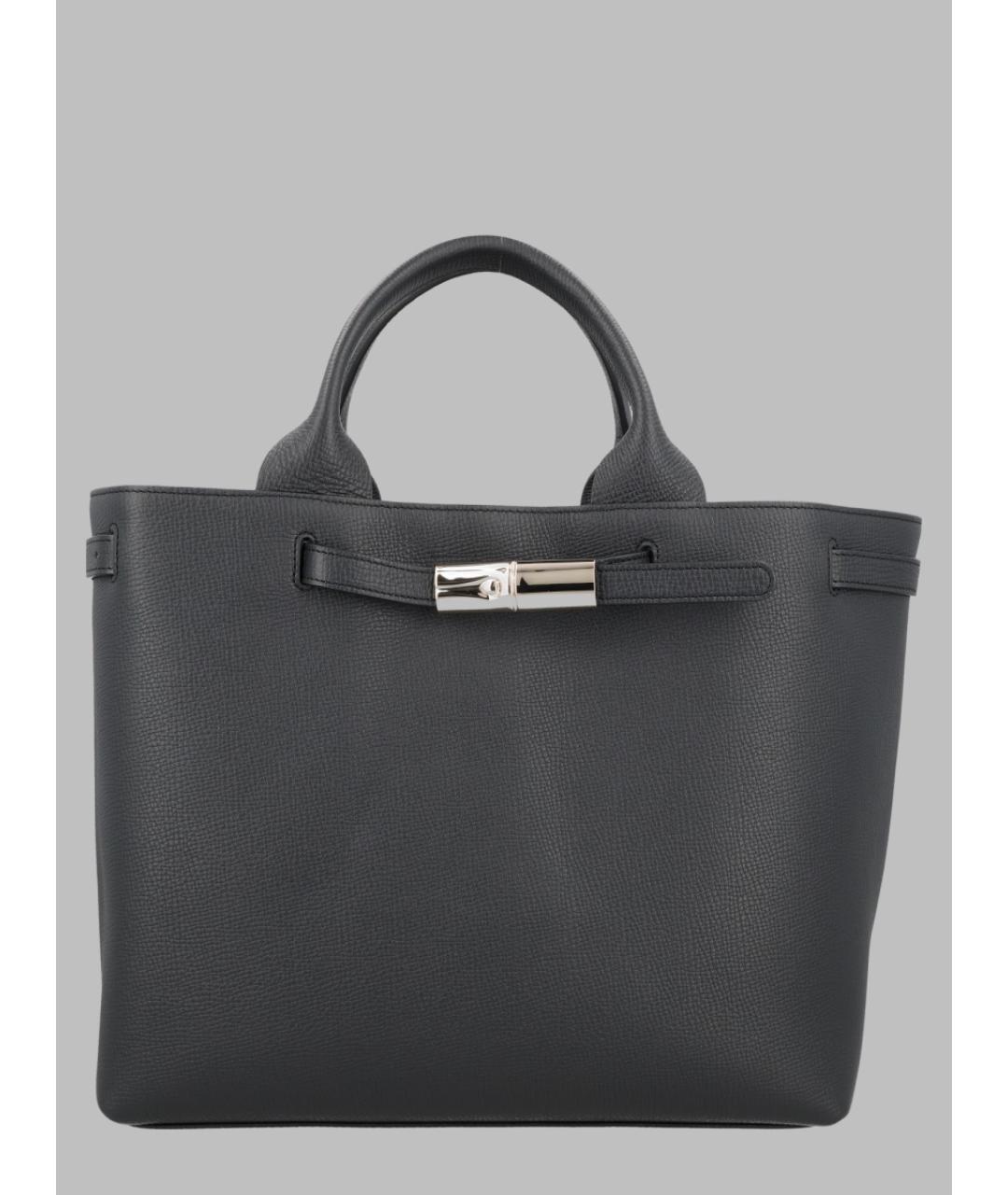 LONGCHAMP Черная кожаная сумка тоут, фото 3