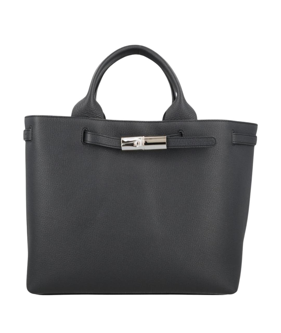 LONGCHAMP Черная кожаная сумка тоут, фото 1