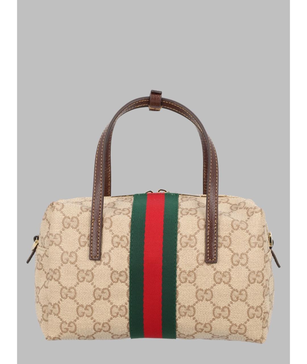 GUCCI Бежевая жаккардовая сумка тоут, фото 2