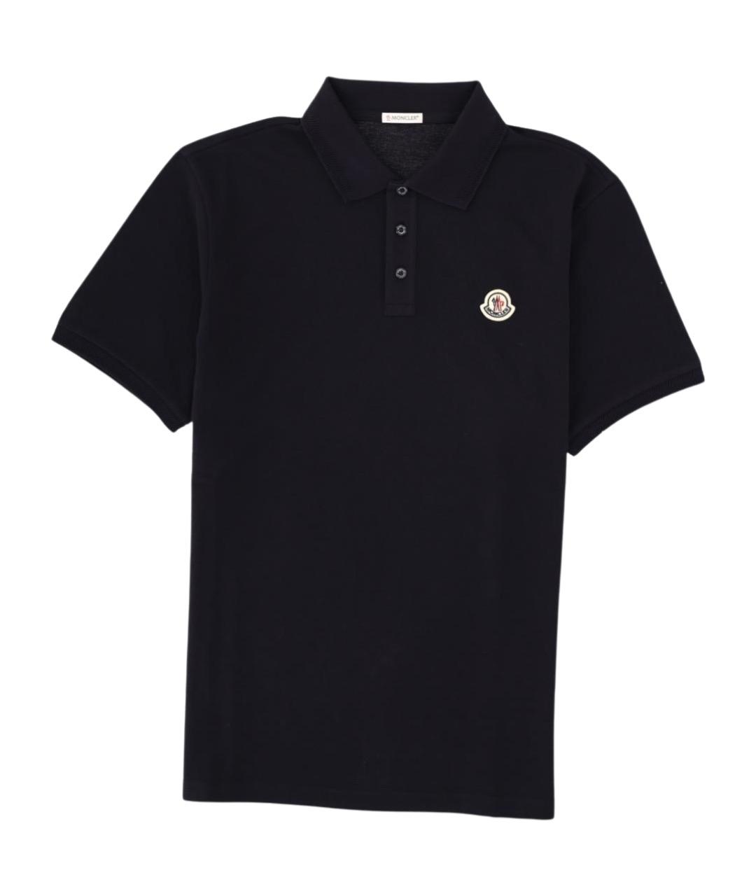 MONCLER Синее хлопковое поло с коротким рукавом, фото 1