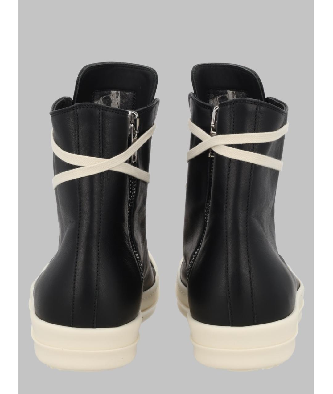 RICK OWENS Черные кожаные низкие кроссовки / кеды, фото 2