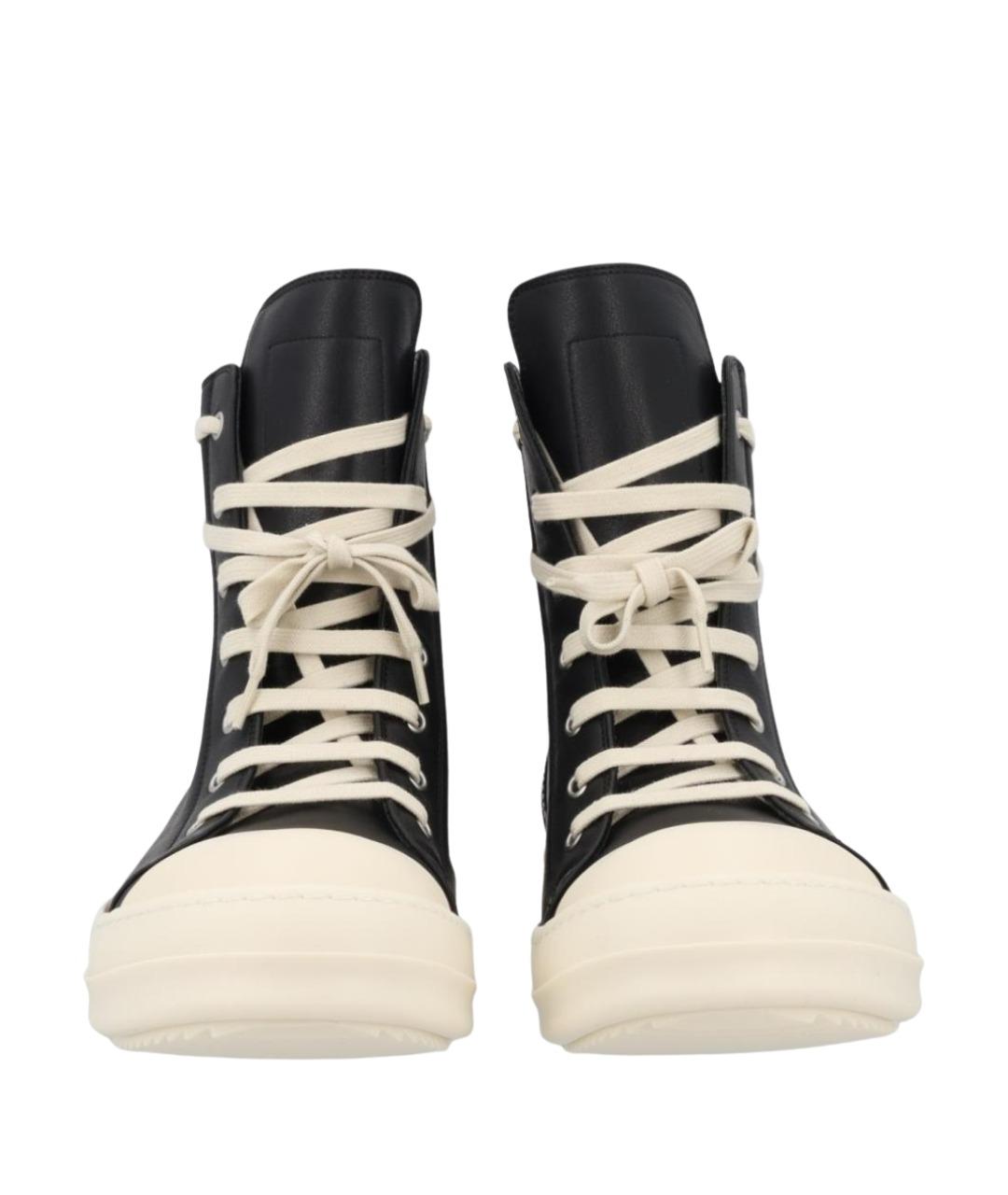 RICK OWENS Черные кожаные низкие кроссовки / кеды, фото 1
