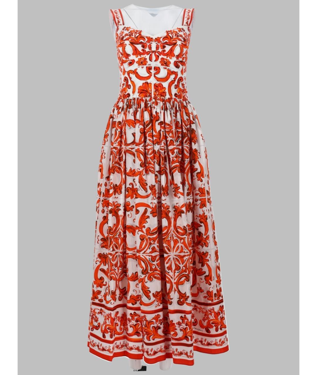 DOLCE&GABBANA Оранжевое хлопковое повседневное платье, фото 3